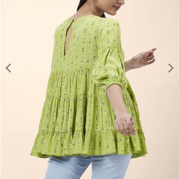 People by Pantaloons Lime Green Printed Top | XL - Picture 4 of 16